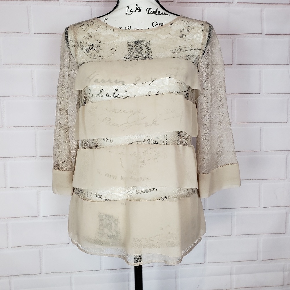 Loft Sheer Front Lace Top Blouse MP